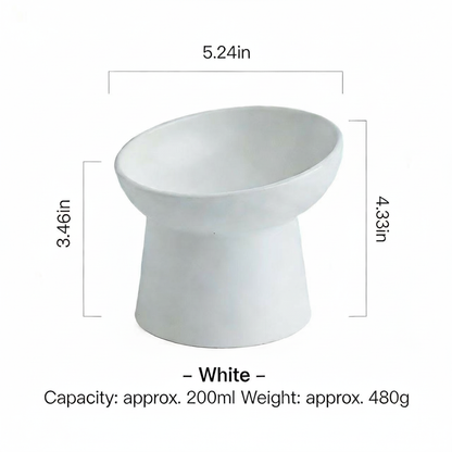 Matte Ceramic Elevated Pet Bowl for Cats & Dogs | Neck Protection Anti-Spill Pet Food Bowl