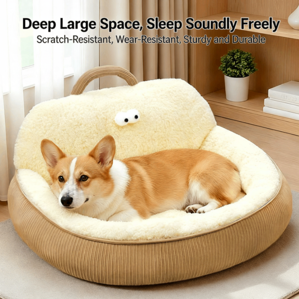Enclosed Warm Cloud Cotton Pet Bed – Multiple Sizes for Small/Medium/Large Dogs & Cats (Up to 55.1 lbs)