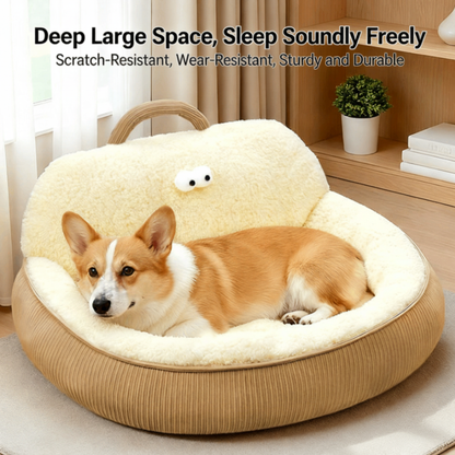Enclosed Warm Cloud Cotton Pet Bed – Multiple Sizes for Small/Medium/Large Dogs & Cats (Up to 55.1 lbs)