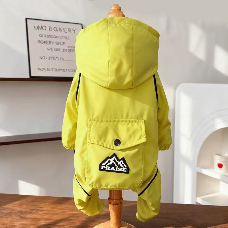 Small Dog Winter Four-Legged Coat - Waterproof Windproof Cold-Resistant Wear-Resistant Pet Warm Jacket (Yellow/Green)