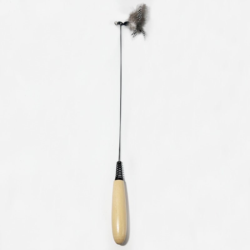 Bell-shaped feather wooden handle cat teaser