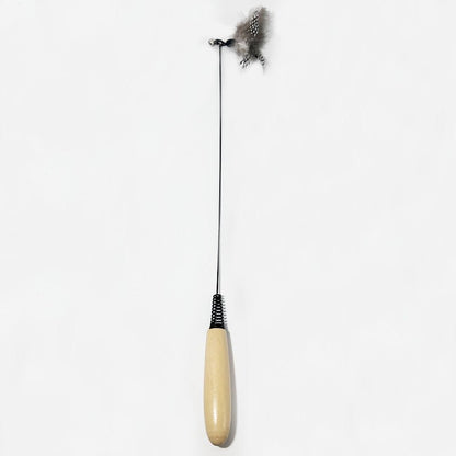 Bell-shaped feather wooden handle cat teaser