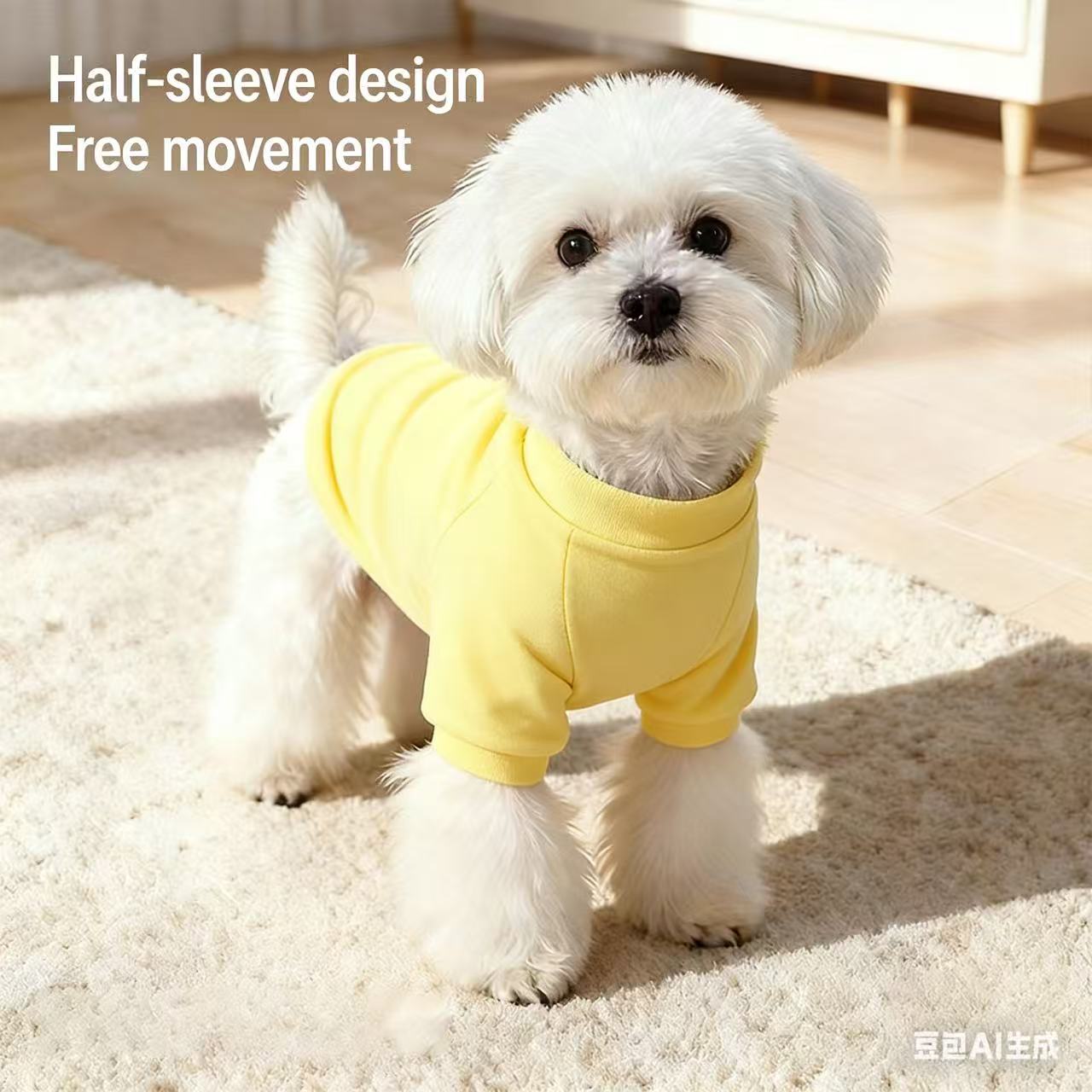 SpongeBob Embroidered Plush Pet Sweater - Soft Fleece Dog Clothes with Neck-Fit Design for Small to Medium Breeds