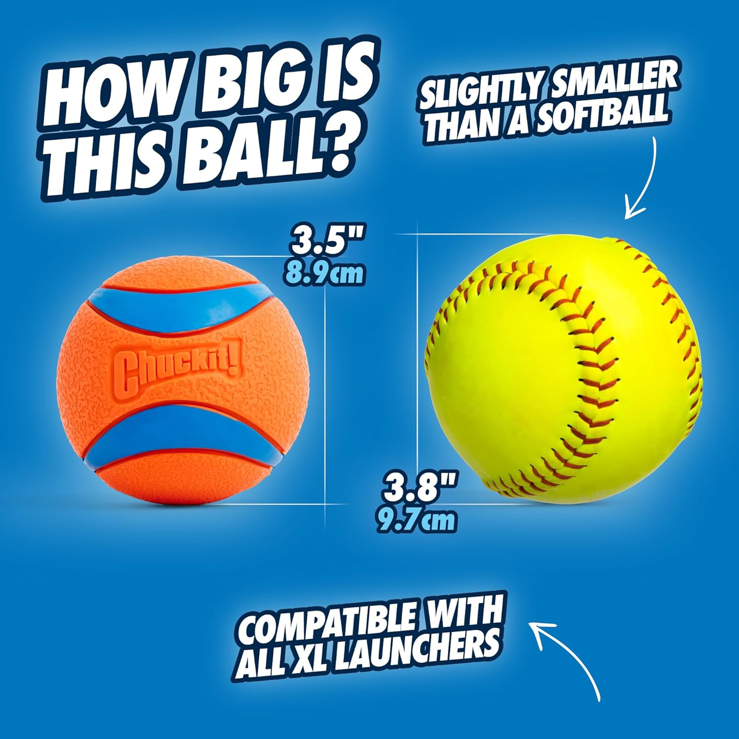 ChuckIt! Ultra Ball Dog Toy, Durable High Bounce Floating Rubber Dog Ball, Launcher Compatible Toy For Dogs, 1 Pack, Large