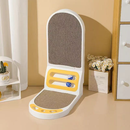3-in-1 Foldable Cat Scratcher Toy with Ball Track - 16.5×10.2×22.8in Cardboard Scratching Pad for Cats