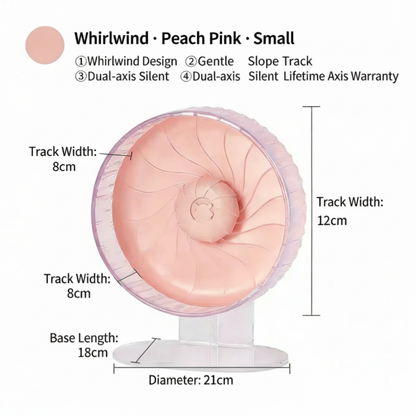 PawsCyclone Small Transparent Cat Exercise Wheel - Silent Dual-Axis with Adjustable Stand