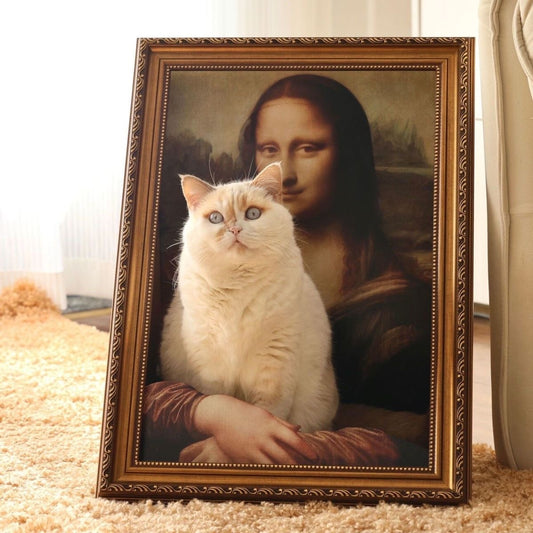 Mona Lisa Three-Panel Decorative Painting - 44x52x34cm Vintage Framed Tabletop & Wall Art