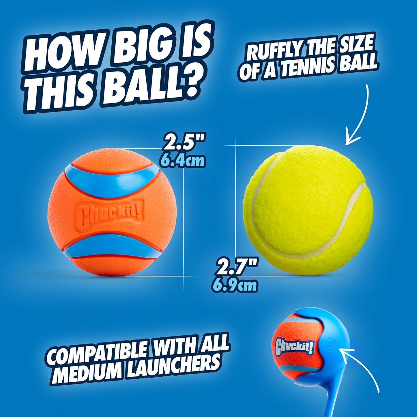 ChuckIt! Ultra Ball Dog Toy, Durable High Bounce Floating Rubber Dog Ball, Launcher Compatible Toy For Dogs, 1 Pack, Large