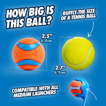 ChuckIt! Ultra Ball Dog Toy, Durable High Bounce Floating Rubber Dog Ball, Launcher Compatible Toy For Dogs, 1 Pack, Large