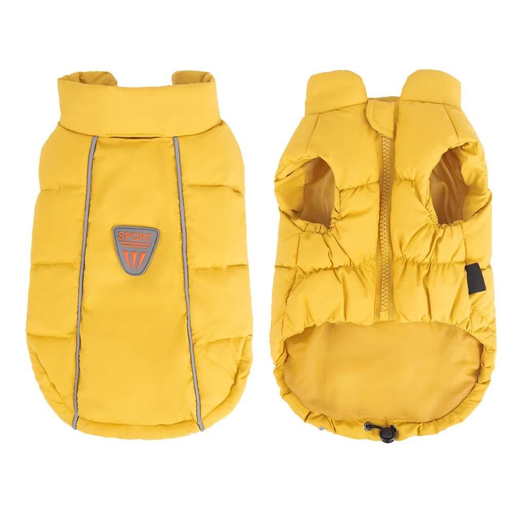 Puffy Dog Winter Jacket Warm Thick Padding Pet Coat with Leash Hole Reflective Strip S-3XL