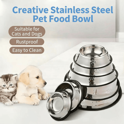 Food-Grade Stainless Steel Pet Bowl for Cats & Dogs | Multi-Size Anti-Slip Pet Food & Water Bowl