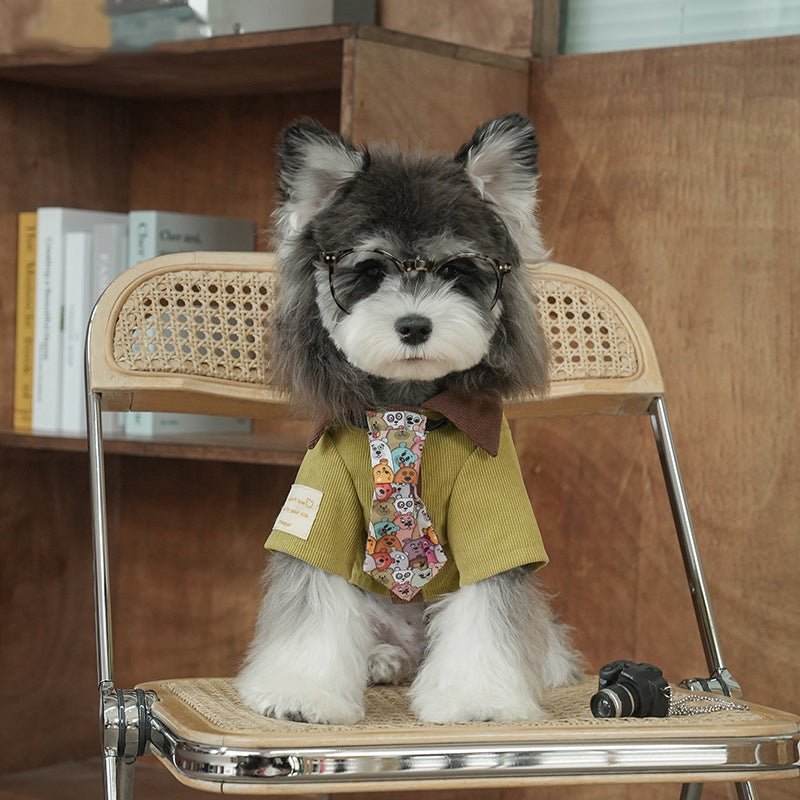 Retro Corduroy Lapel Puppy Clothes