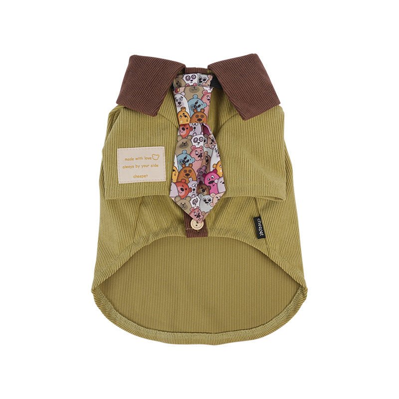 Retro Corduroy Lapel Puppy Clothes