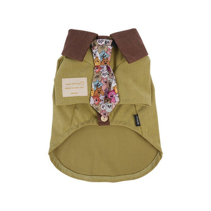 Retro Corduroy Lapel Puppy Clothes