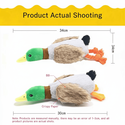 Squeaky Duck Pet Toy 28cm Realistic Plush Wild Duck for Dogs Interactive Chew Toy