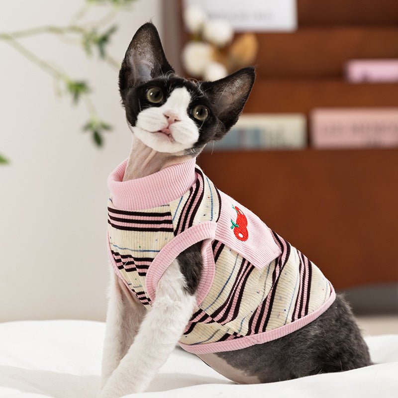 Striped vest, hairless cat clothes